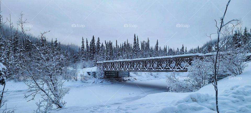 Snow covered bridge