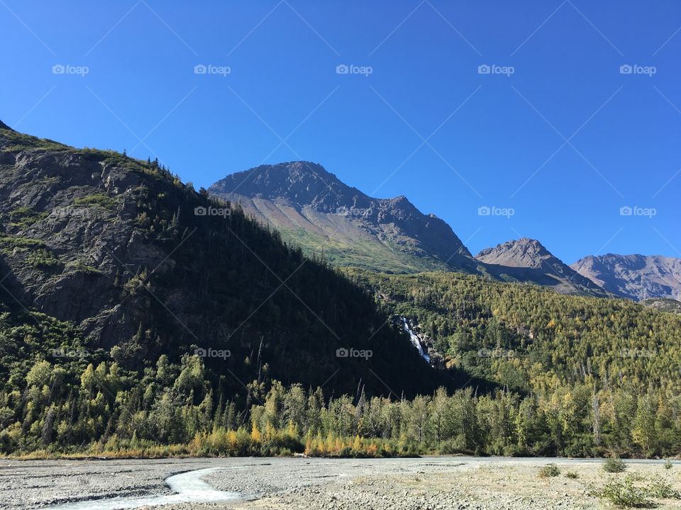 Hiking along trail of Crow Pass, Alaska