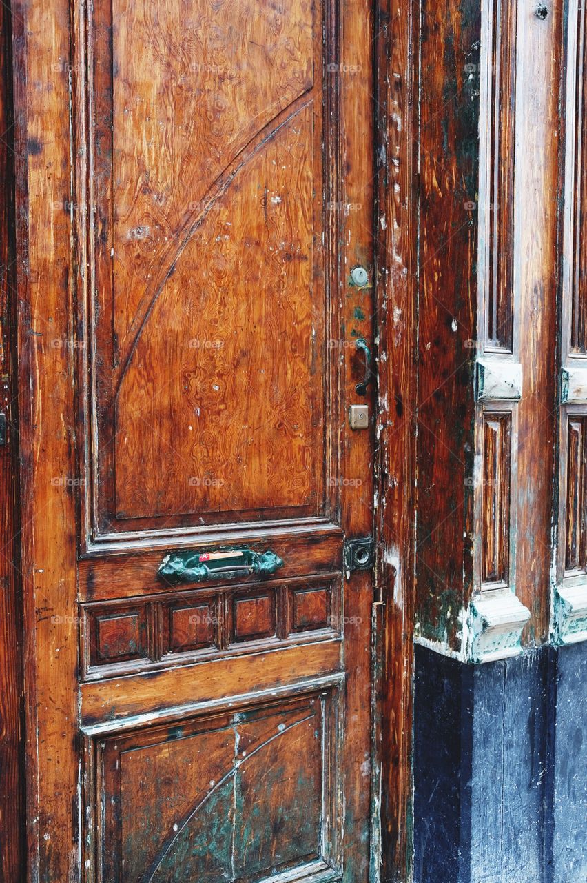 Vintage door of an old house in Antwerp