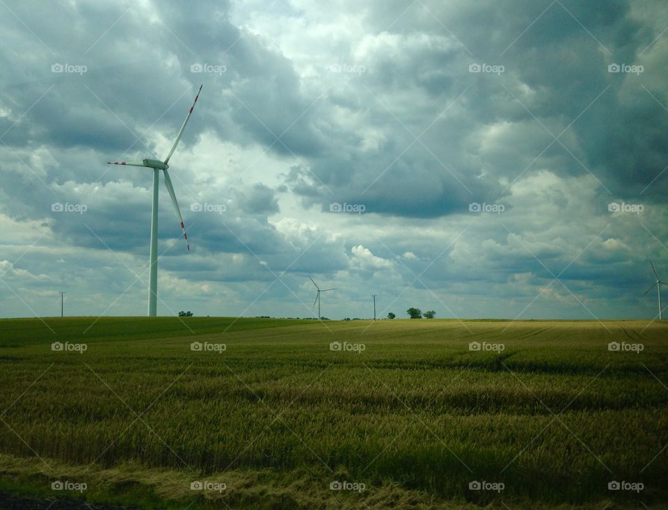 Windmill, Farm, Electricity, Wind, Turbine