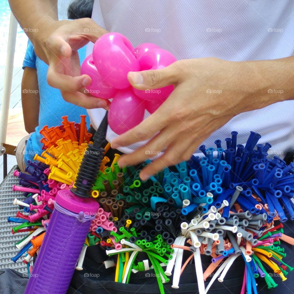 tools of the trade. balloon sculptor at work with his tools