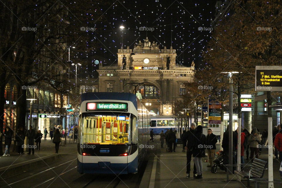 The Christmas lights in the city of Zurich in Switzerland.
