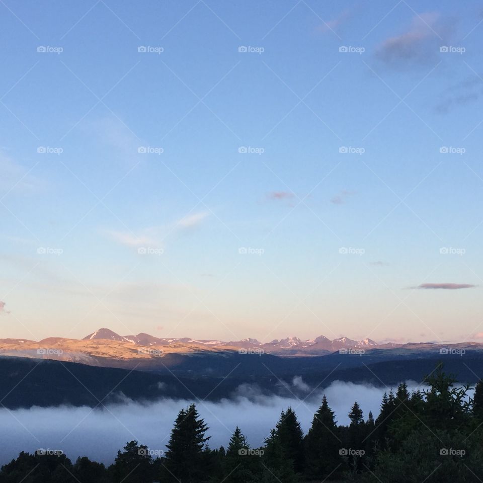 Cloud. View on the valley 