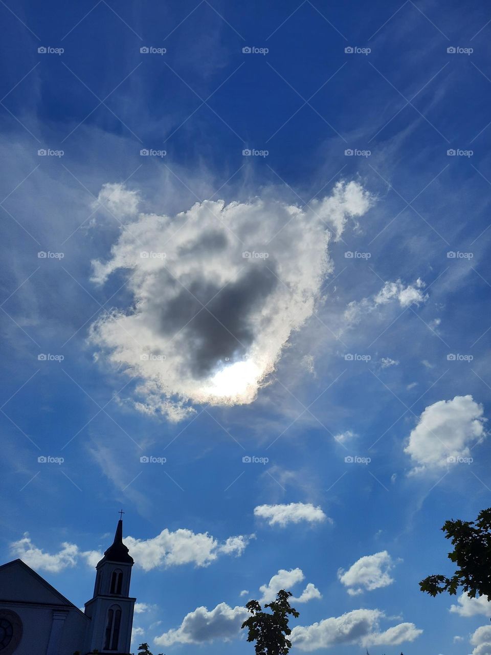 white and grey clouds looking like dog"s head