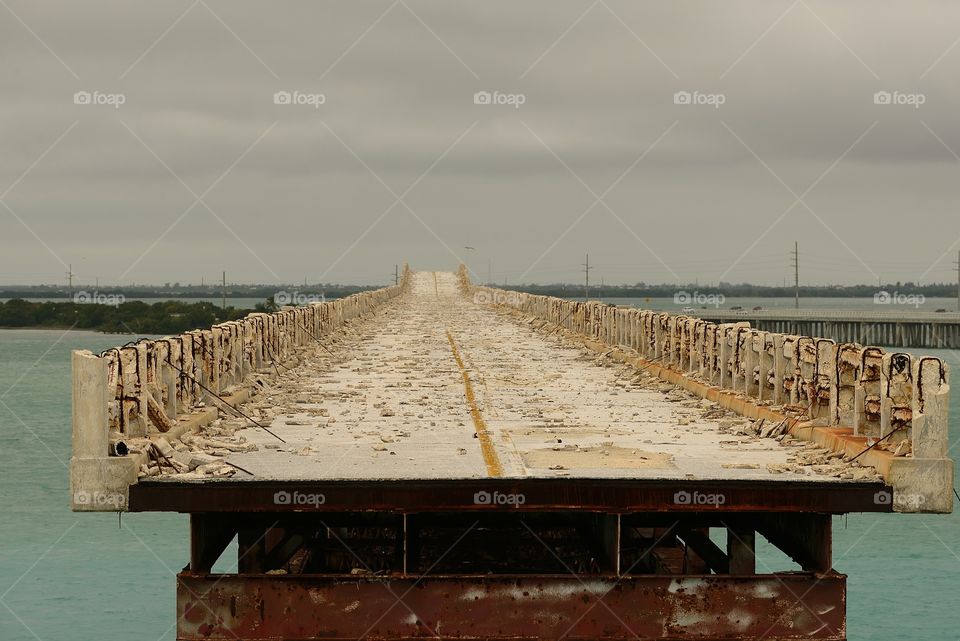 Bridge in decay. Shot in the Florida Keys near Key West known as the Flannigan's Folly
