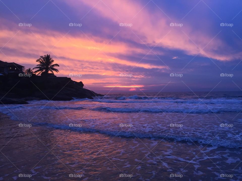 Sunset at the tropical beach 