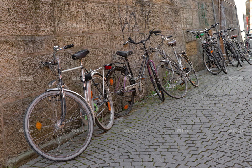 many old bicycles