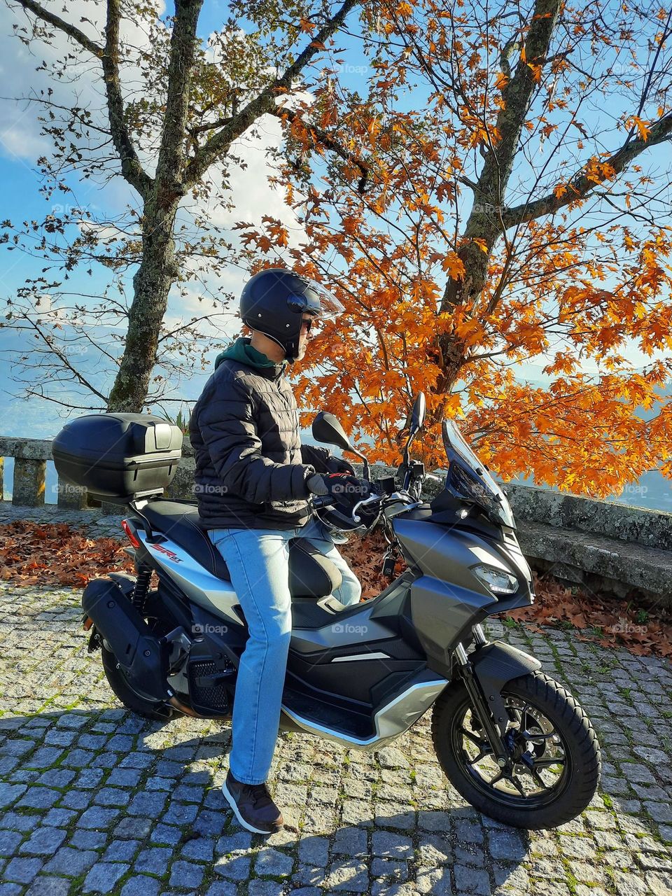 Man riding a motorcycle