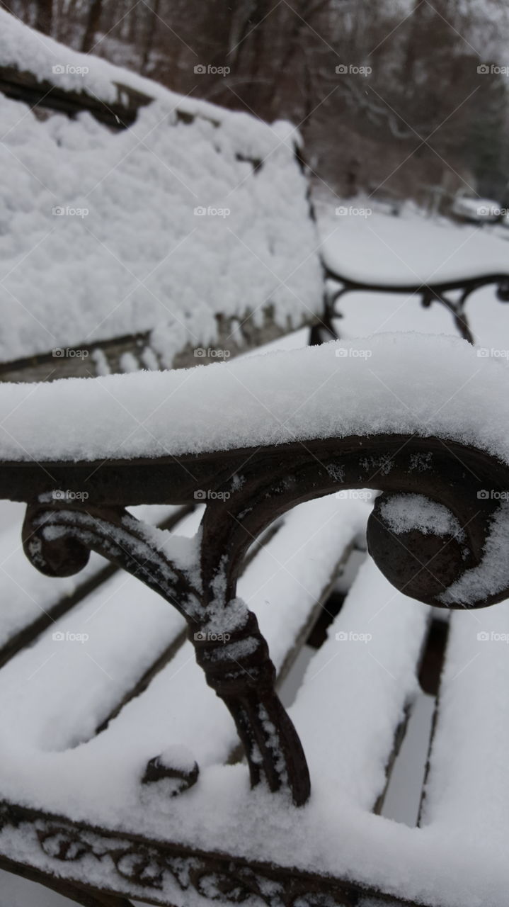 Snow-covered Bench
