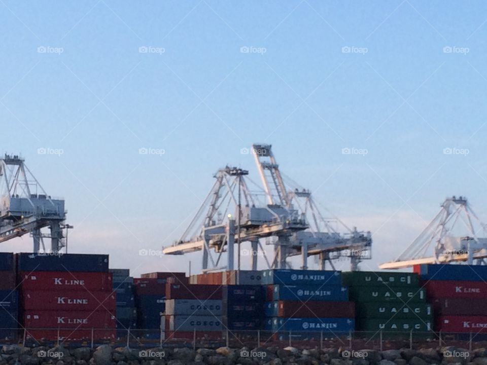 Port of Long Beach cranes and cargo 