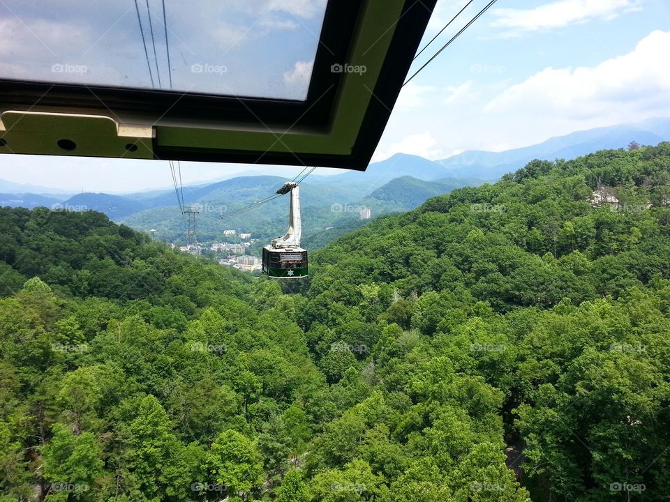 Tram at Ober Gatlinburg. On the way down the mountain