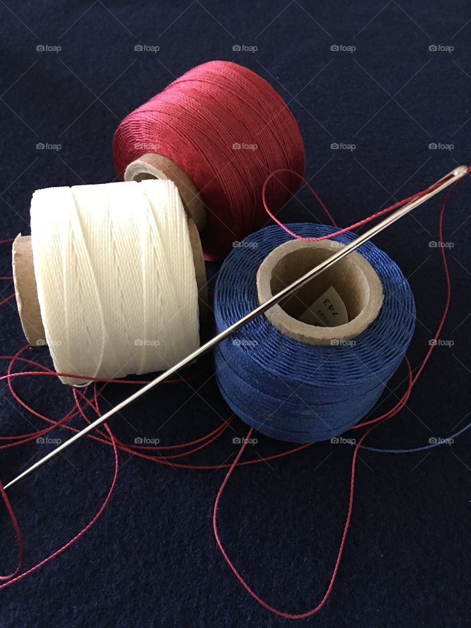 Red white and blue thread 