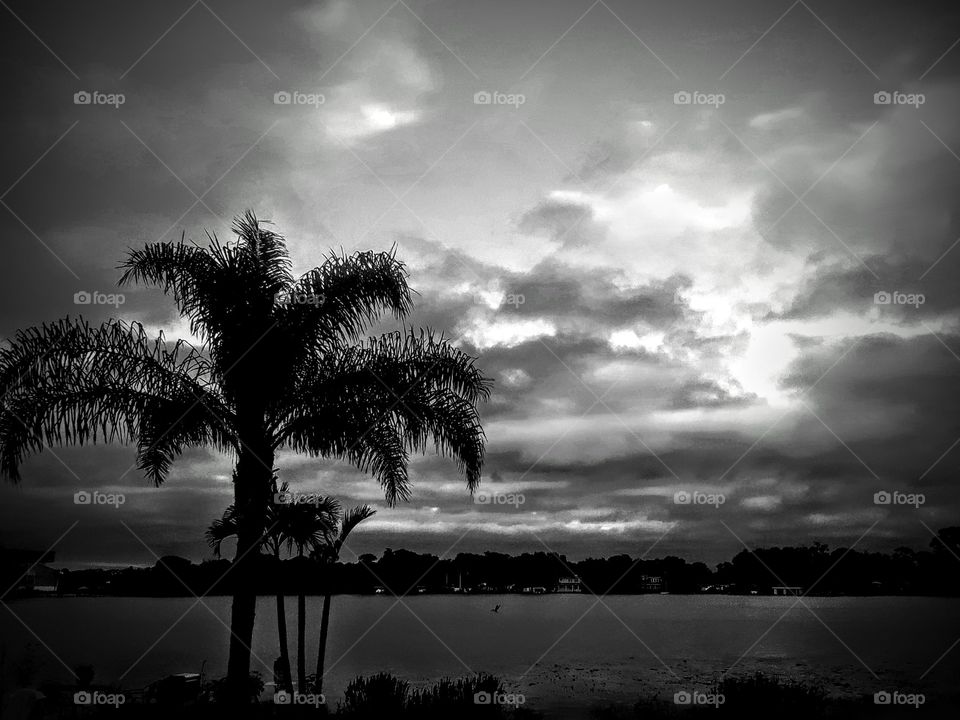 Dark Clouds and Lake Scenery