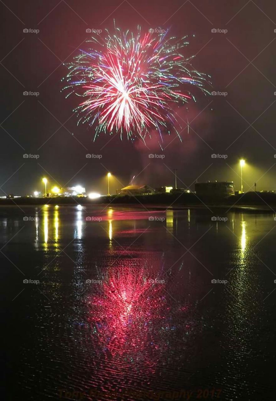 bright night with fireworks