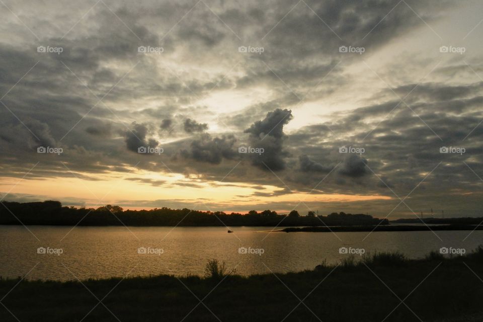 Sunset over the river