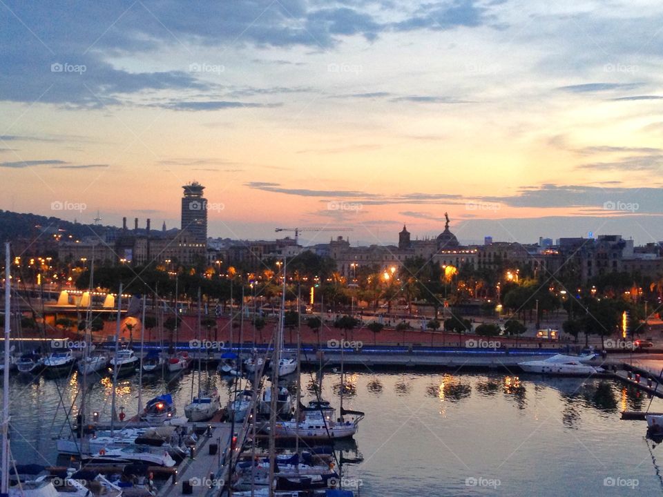 The view of Barcelona from the museum of history of Catalonia in Barcelona Spain