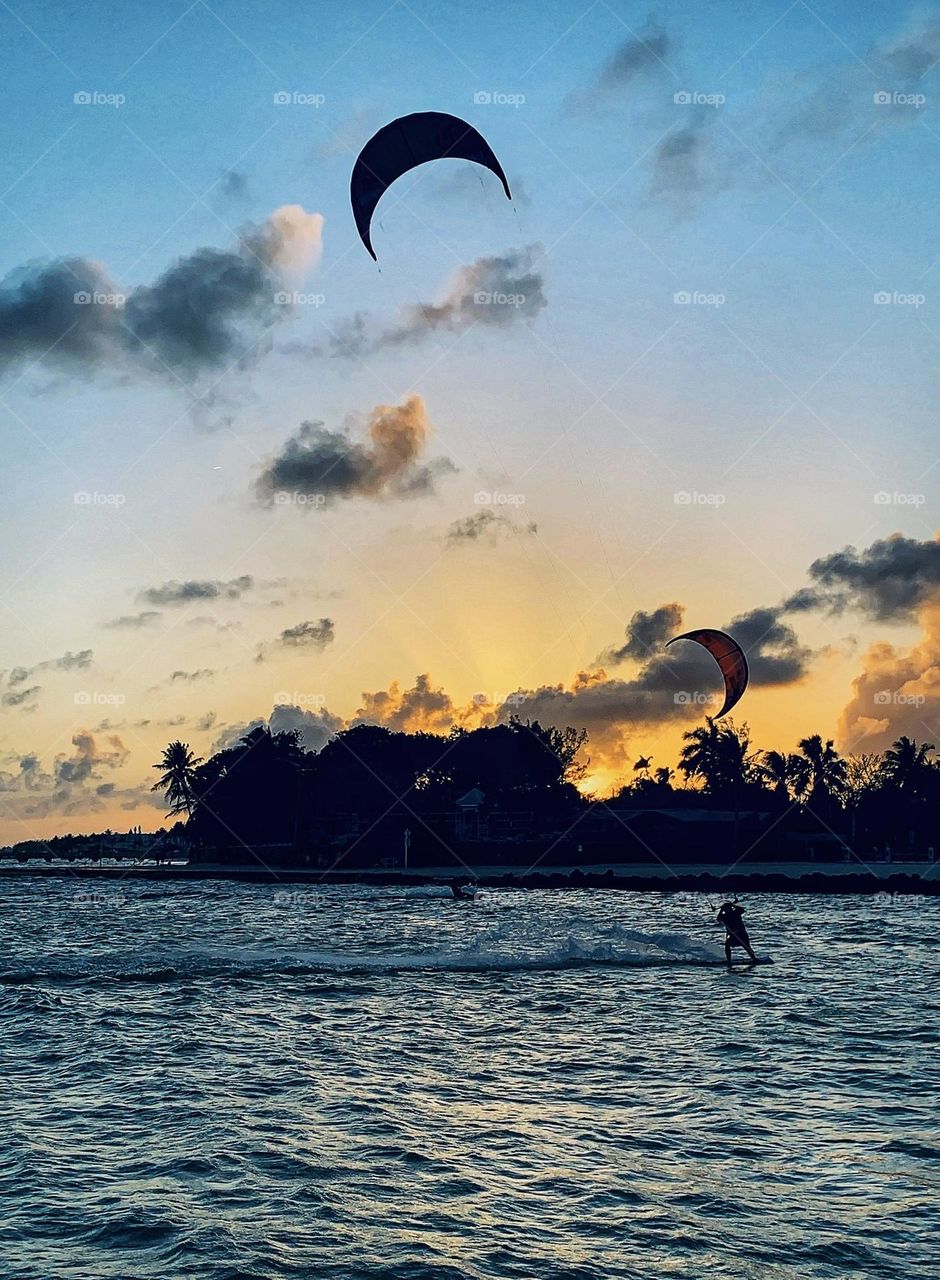 Parasailing at sunset