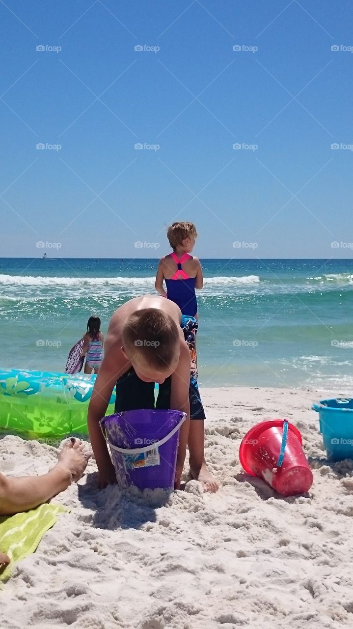 A father's beach view.