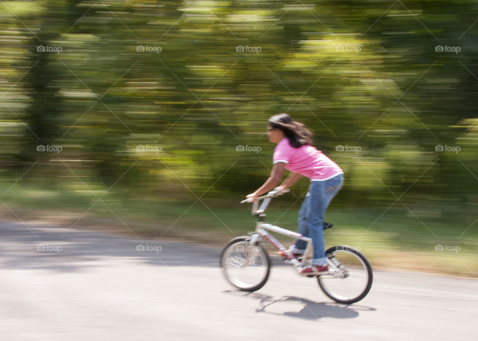 Riding a bicycle 