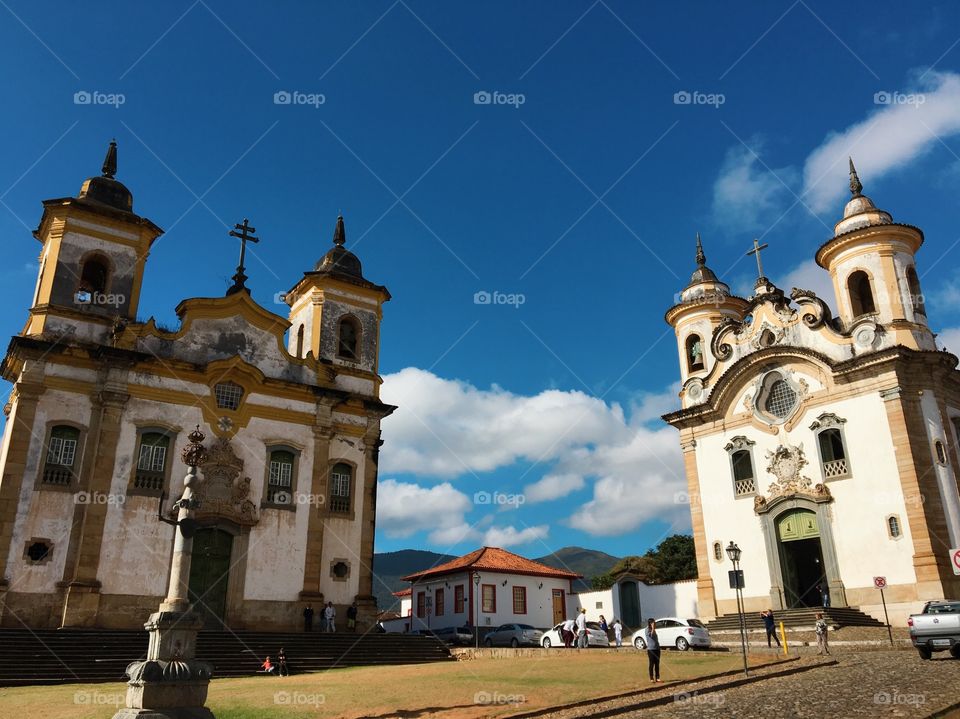 Old churches of the city of Mariana in Brazil.  They were built in the eighteenth century of the time of the colony Brazil.