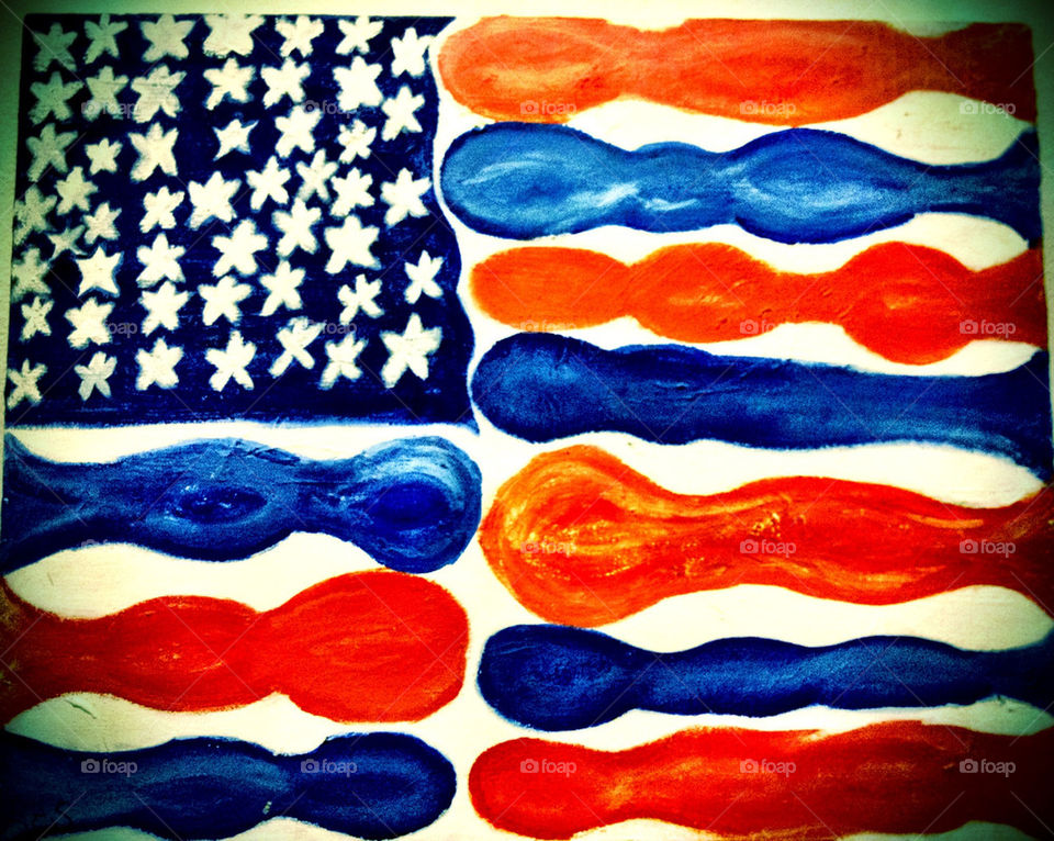 blue red white art by panicbutn