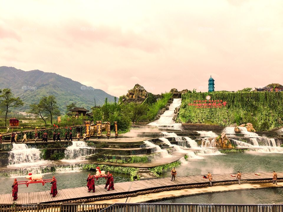 Beautiful setting with amazing waterfall  