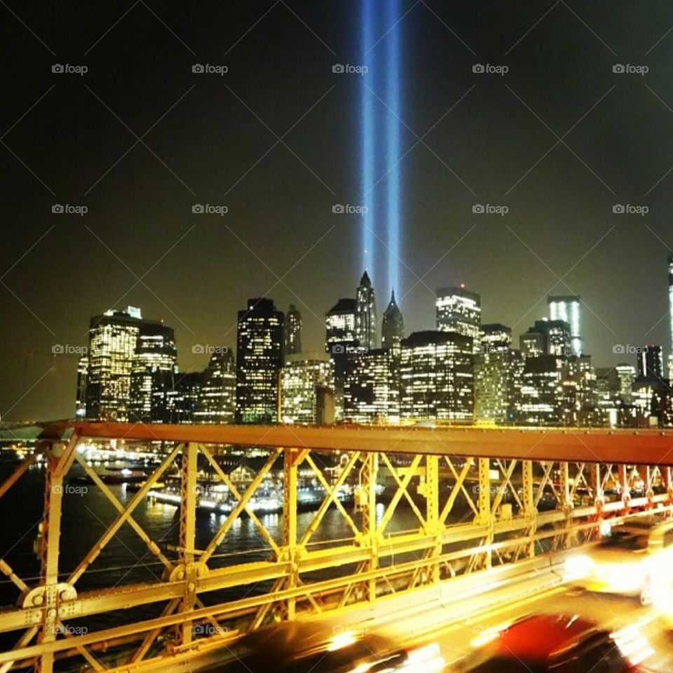 Always remember . Shot from the Brooklyn bridge on 9/11 looking into lower Manhattan 