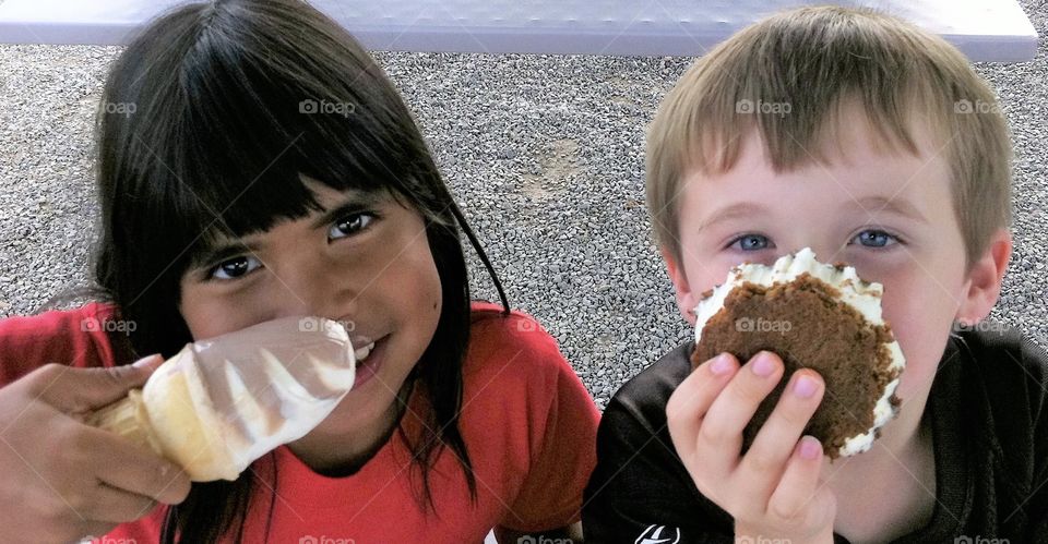 Ice cream makes my grandchildren very happy 