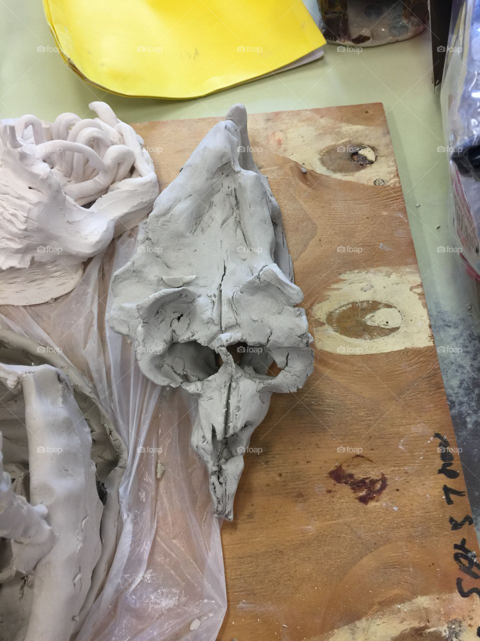 A rodent skull that I had created out of clay in cermic class.