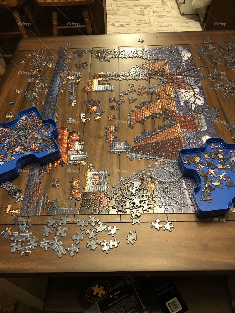 Doing puzzles with mom