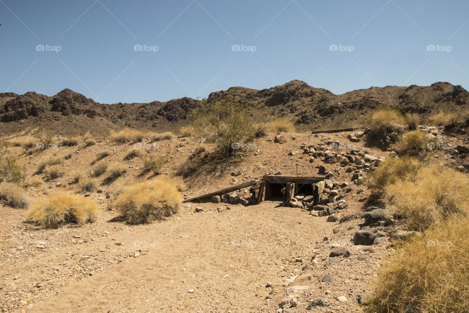 Old mine entrance near Las Vegas in the desert , Nevada.