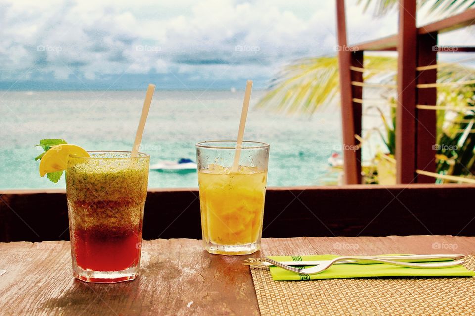 Summertime drinks on the beach