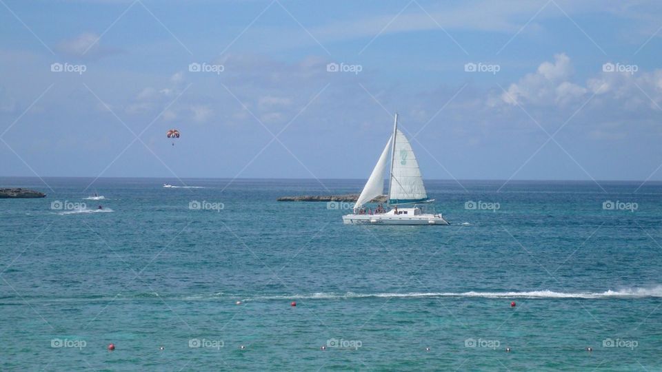 Ocean scene with sailboat