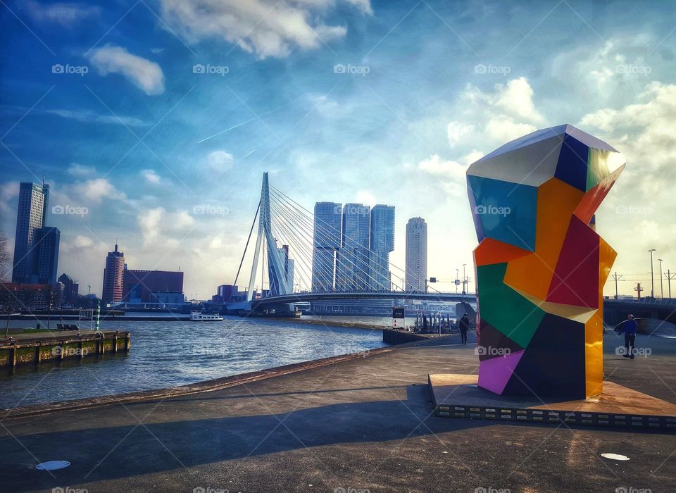 View at the bridge and building the Rotterdam