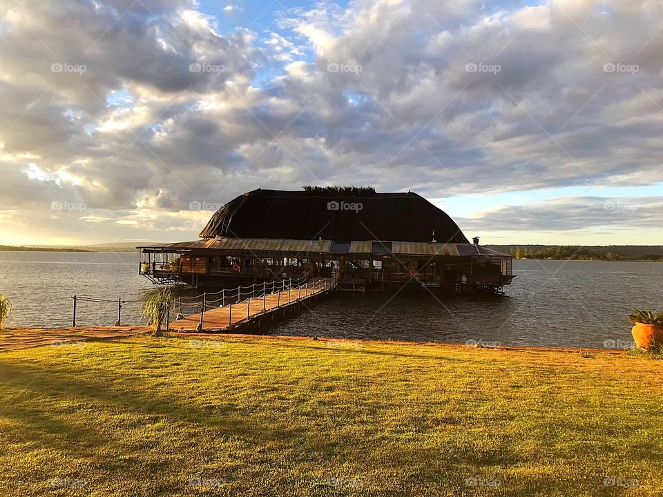 Tribes Island, home of events on a floating platform on the shores of Lake Paranoá in Brasilia/DF, Brazil.