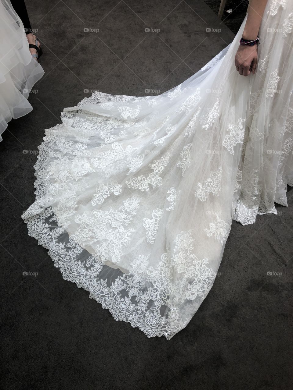 Beautiful laced wedding dress.