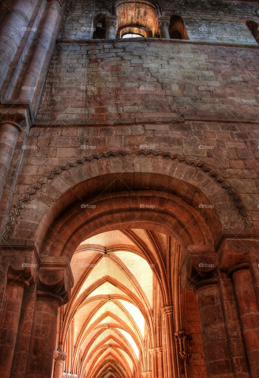 Archway. The Norman arches of Carlisle Cathedral  