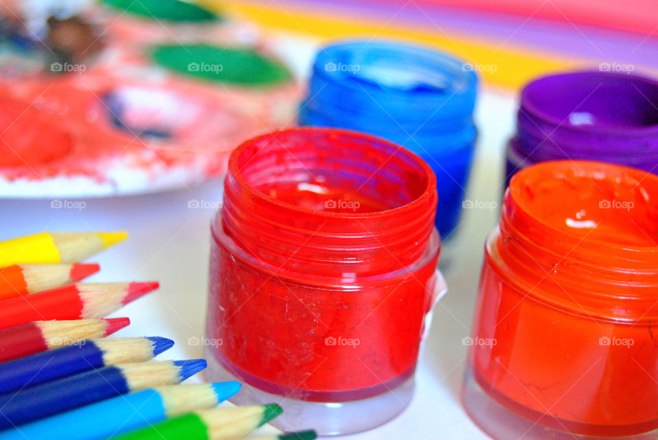 Close-up of art and craft equipment