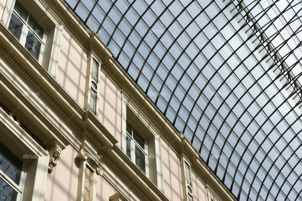 glass roof . glass roof of old shopping centre 