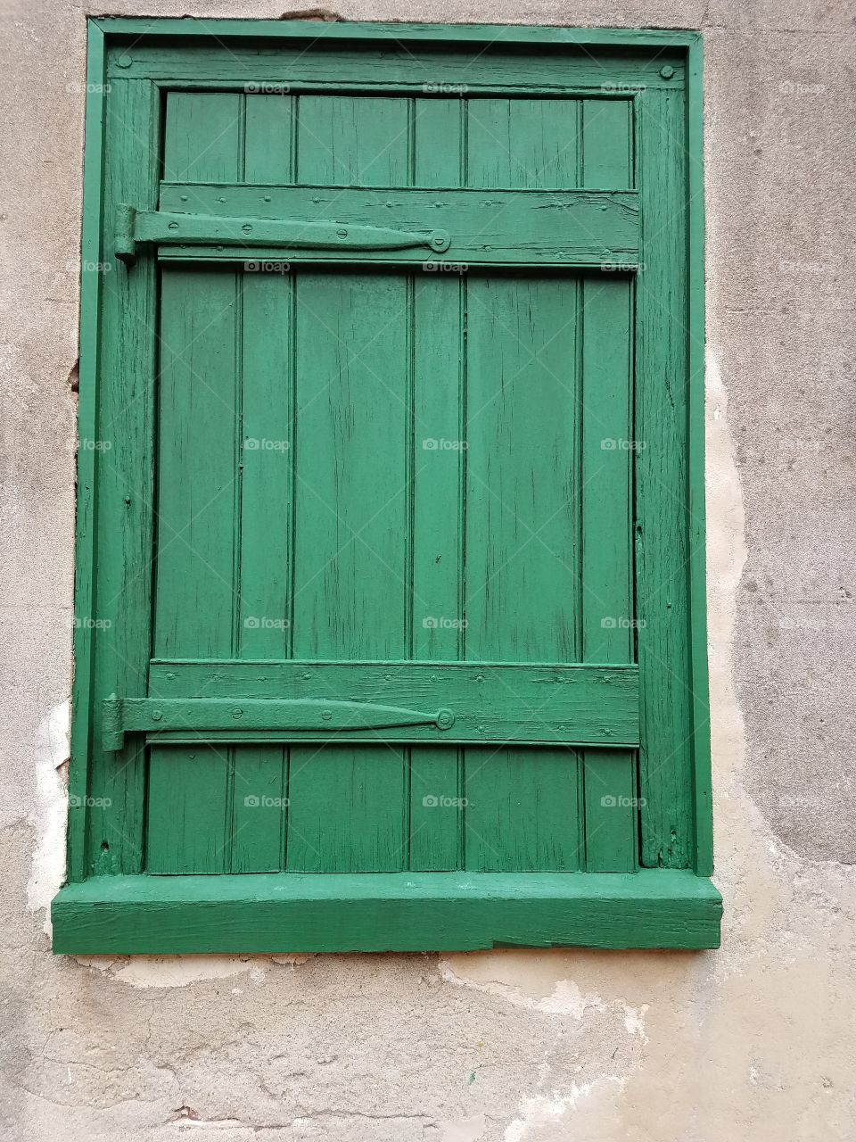 Closed green door