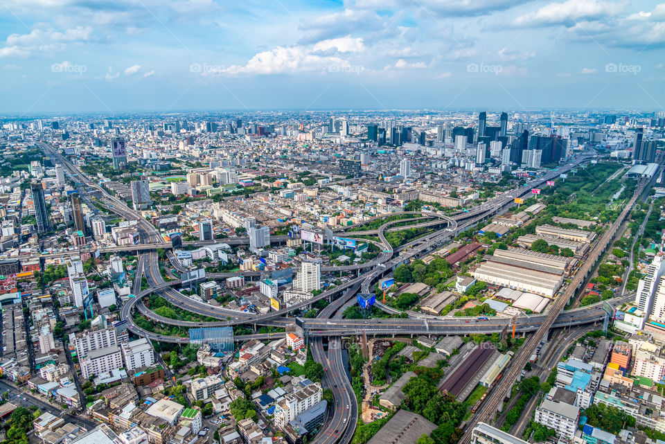 Bangkok city bird eyes view from BaiYoke tower