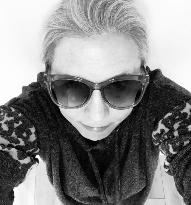 Black and white selfie. Looking cool in my shades. - Looking up, loving life! 