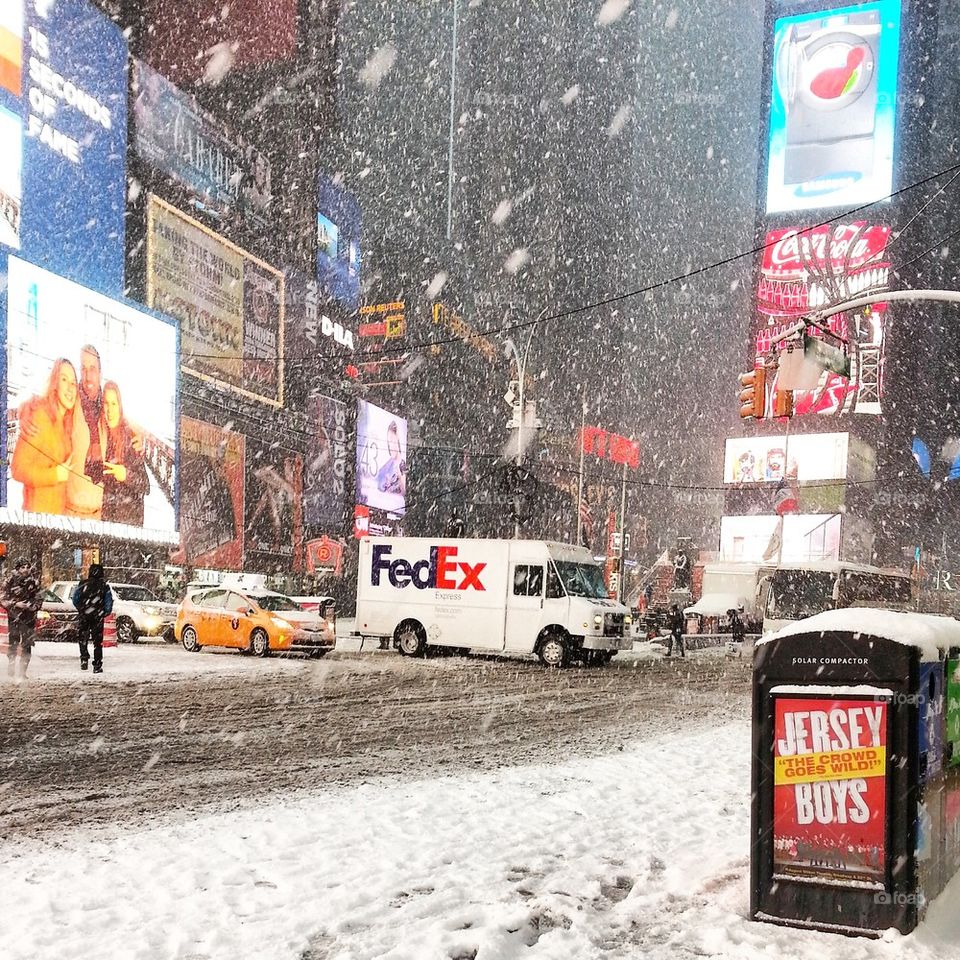 Snowing Times Square