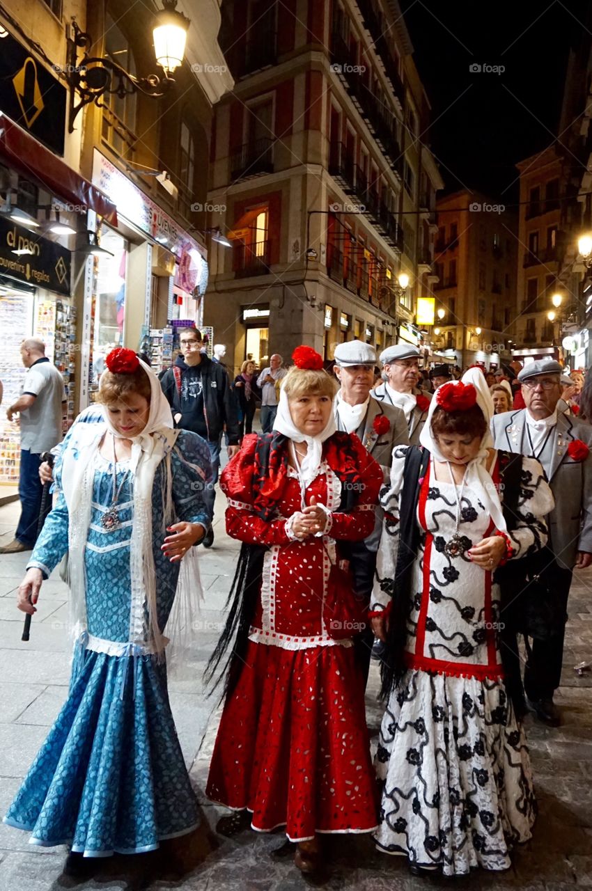 Traditional Spanish clothing for Dia de la Almudena, Madrid 
