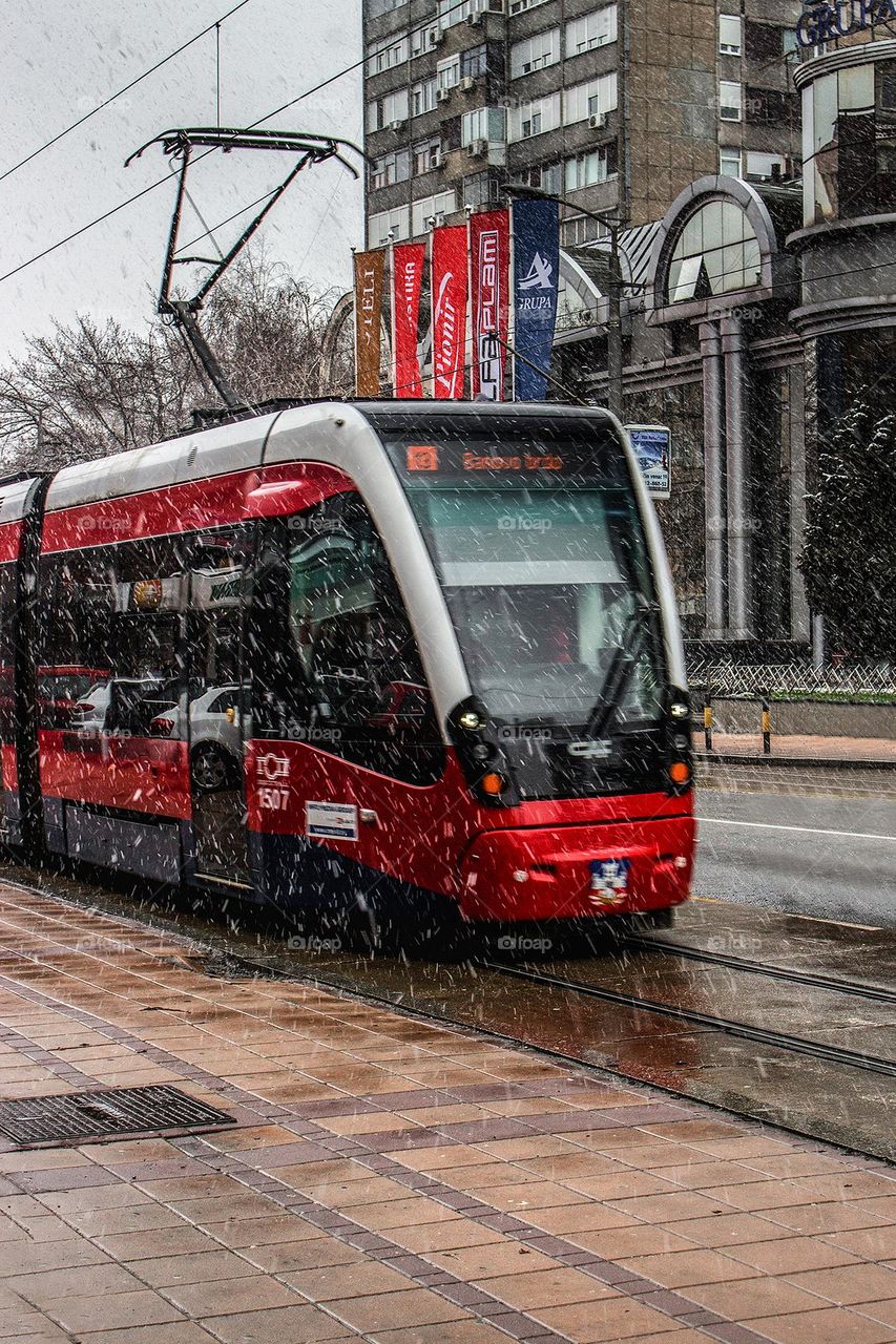 Tram in the winter