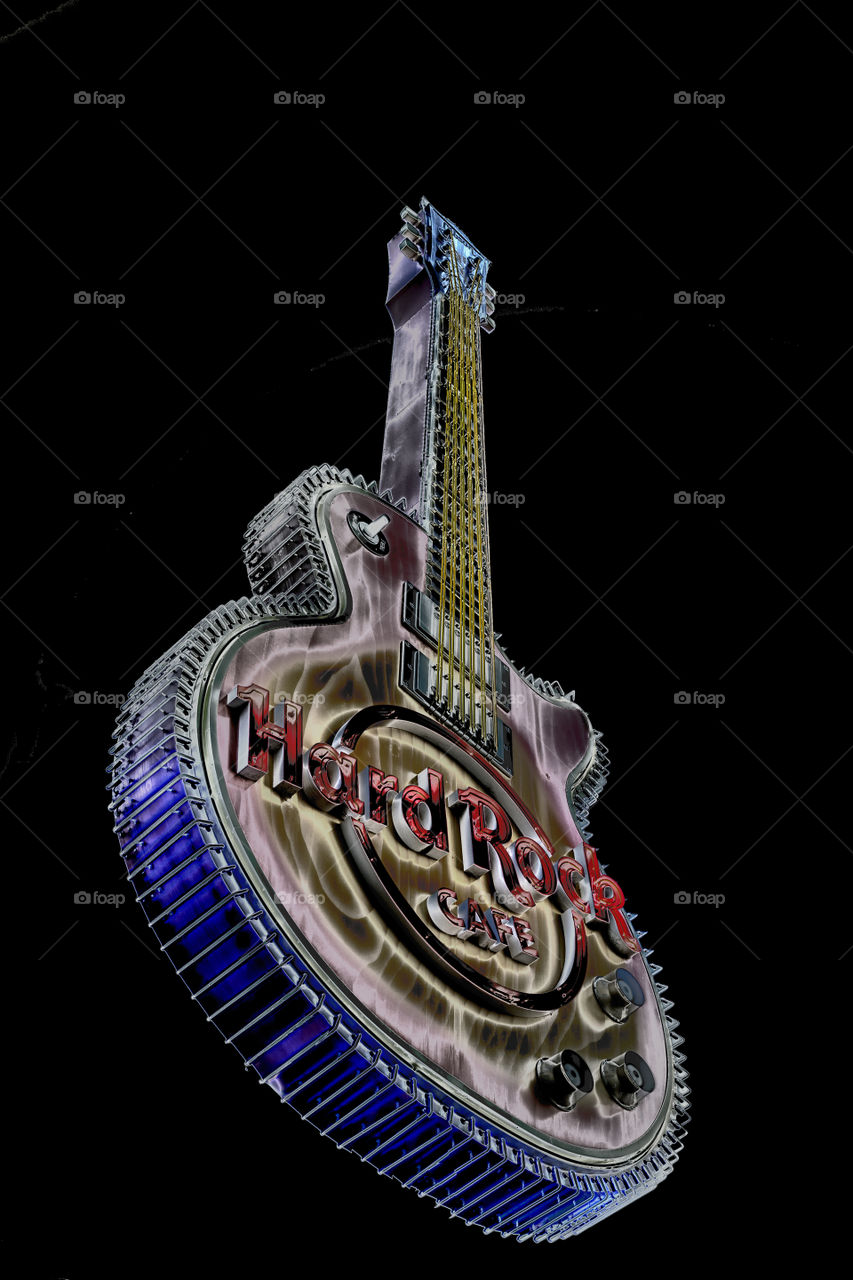 The Hard Rock Cafe guitar street sign modernised 