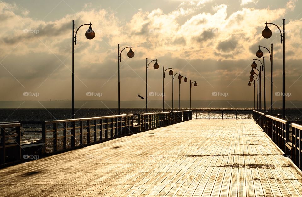 Beach, Sea, Pier, Sunset, Ocean