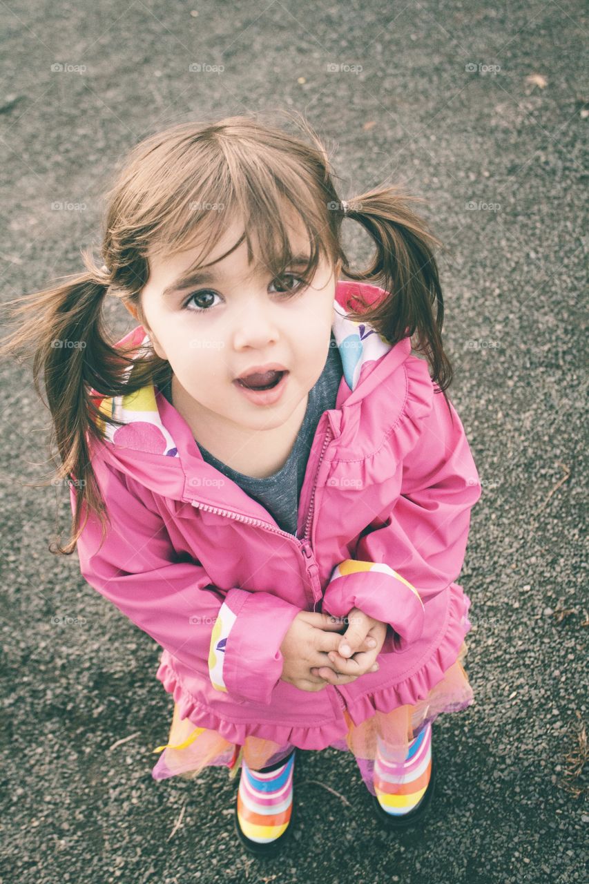 Elevated view of cute little girl