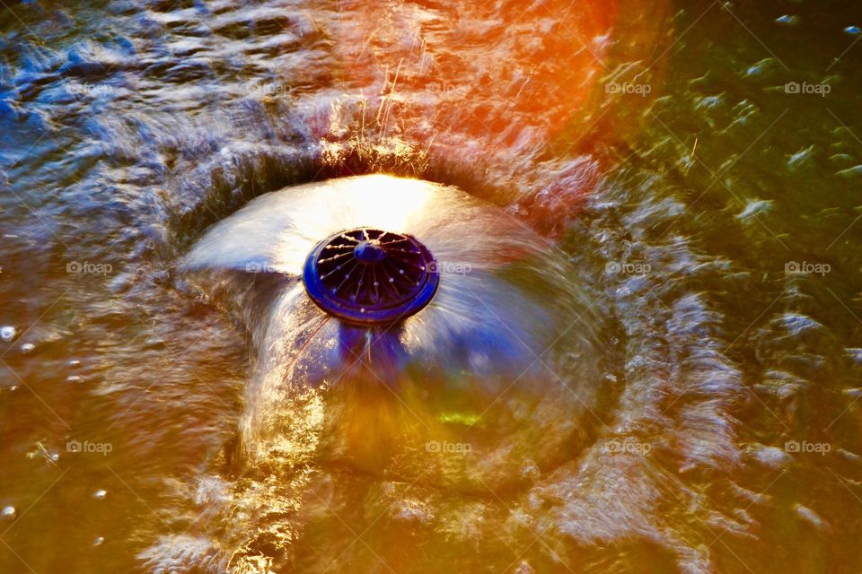 Waterfall at sunset in the pond in Indiana 