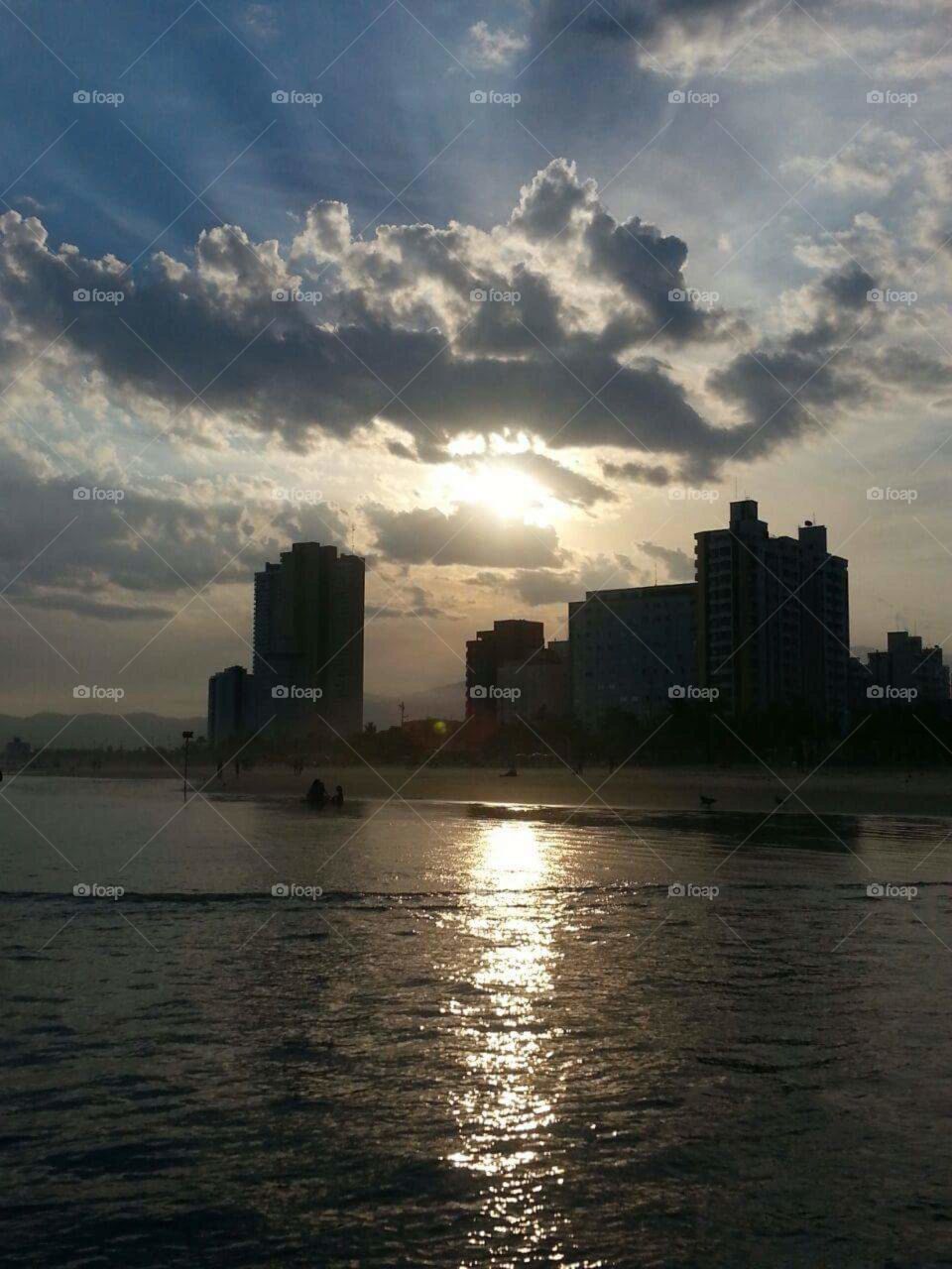 The clouds dancing on the beach